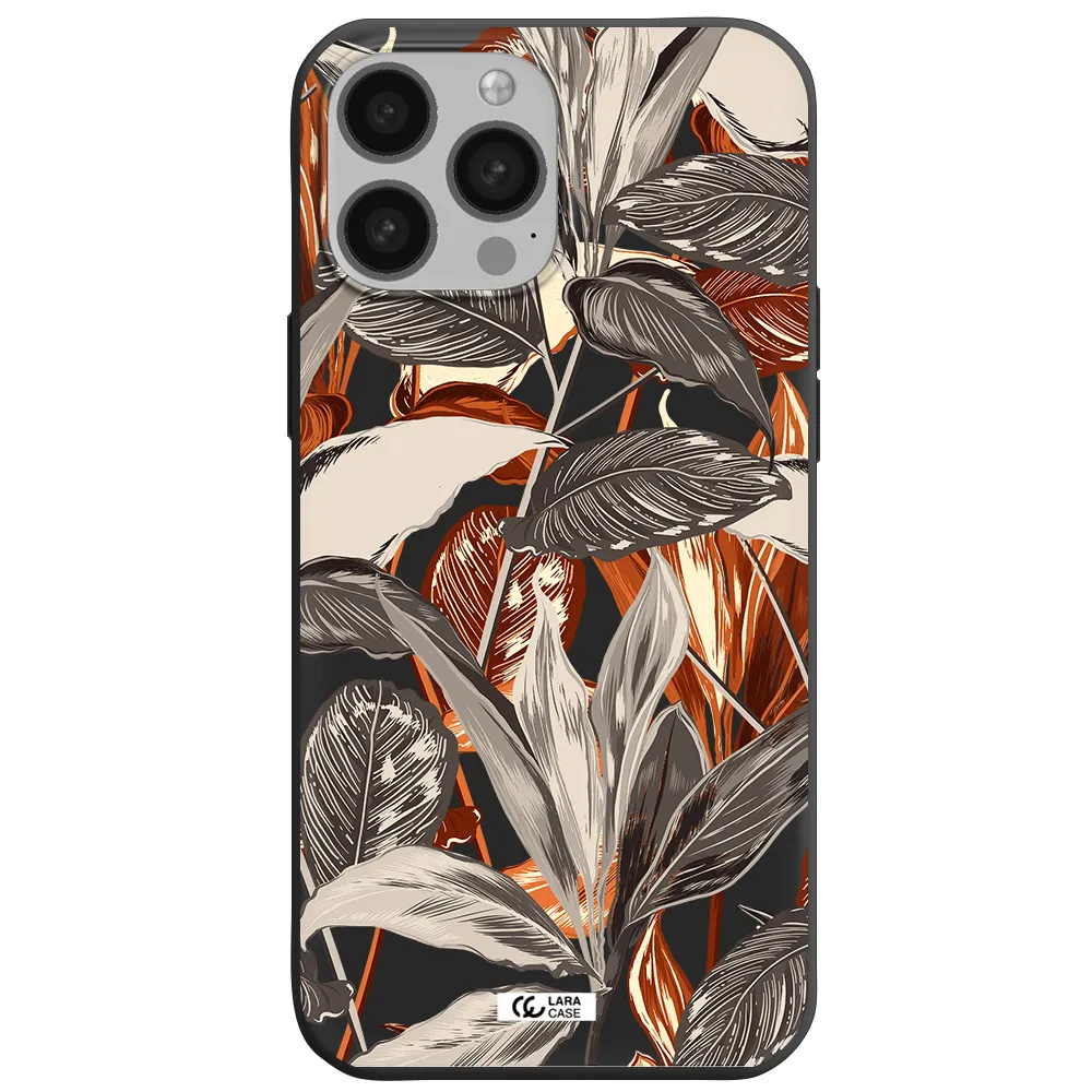 Brown Tropical Leaves Apple iPhone 13 Pro Silicone black Case