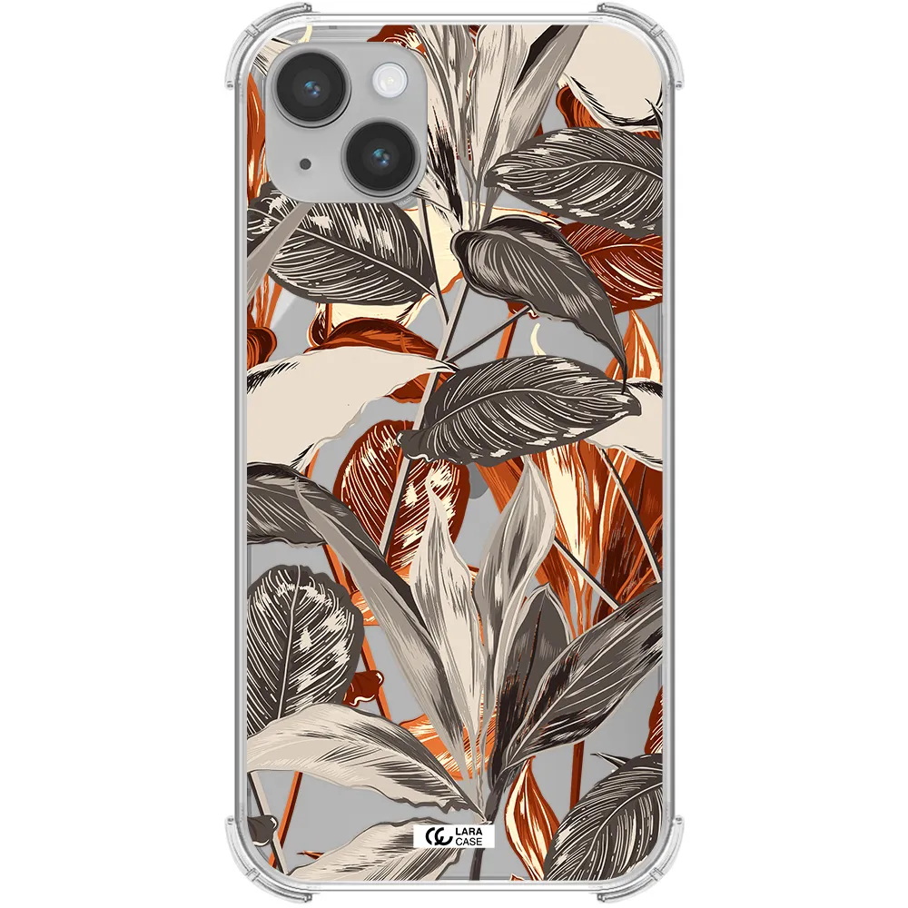 Brown Tropical Leaves Apple iPhone 14 Clear PC Case