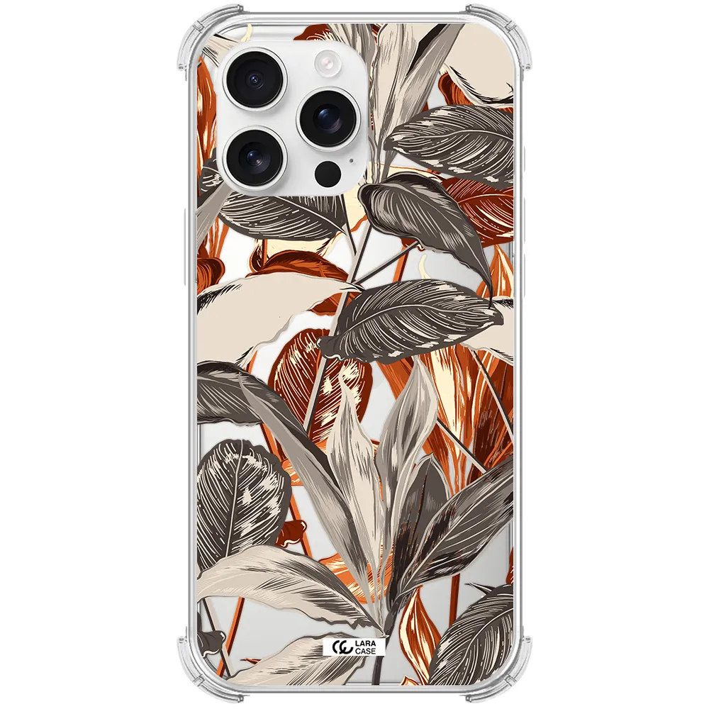 Brown Tropical Leaves Apple Iphone 16 Pro Max Clear Pc Case