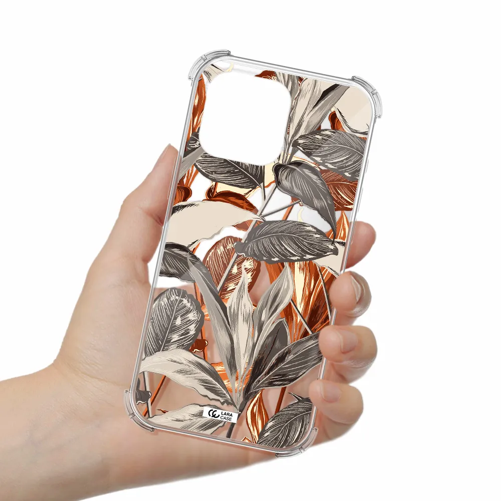 Brown Tropical Leaves Apple Iphone 16 Pro Max Clear Pc Case