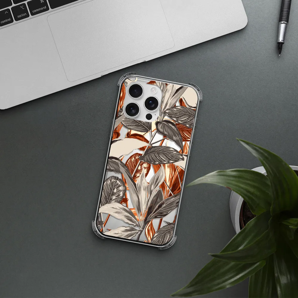 Brown Tropical Leaves Apple Iphone 16 Pro Max Clear Pc Case