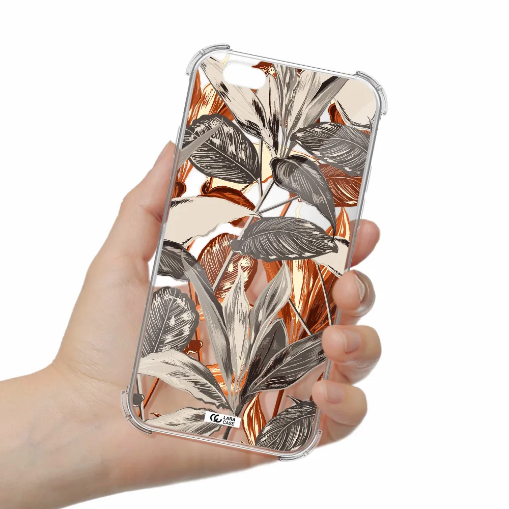 Brown Tropical Leaves Apple iPhone 6 Clear PC Case