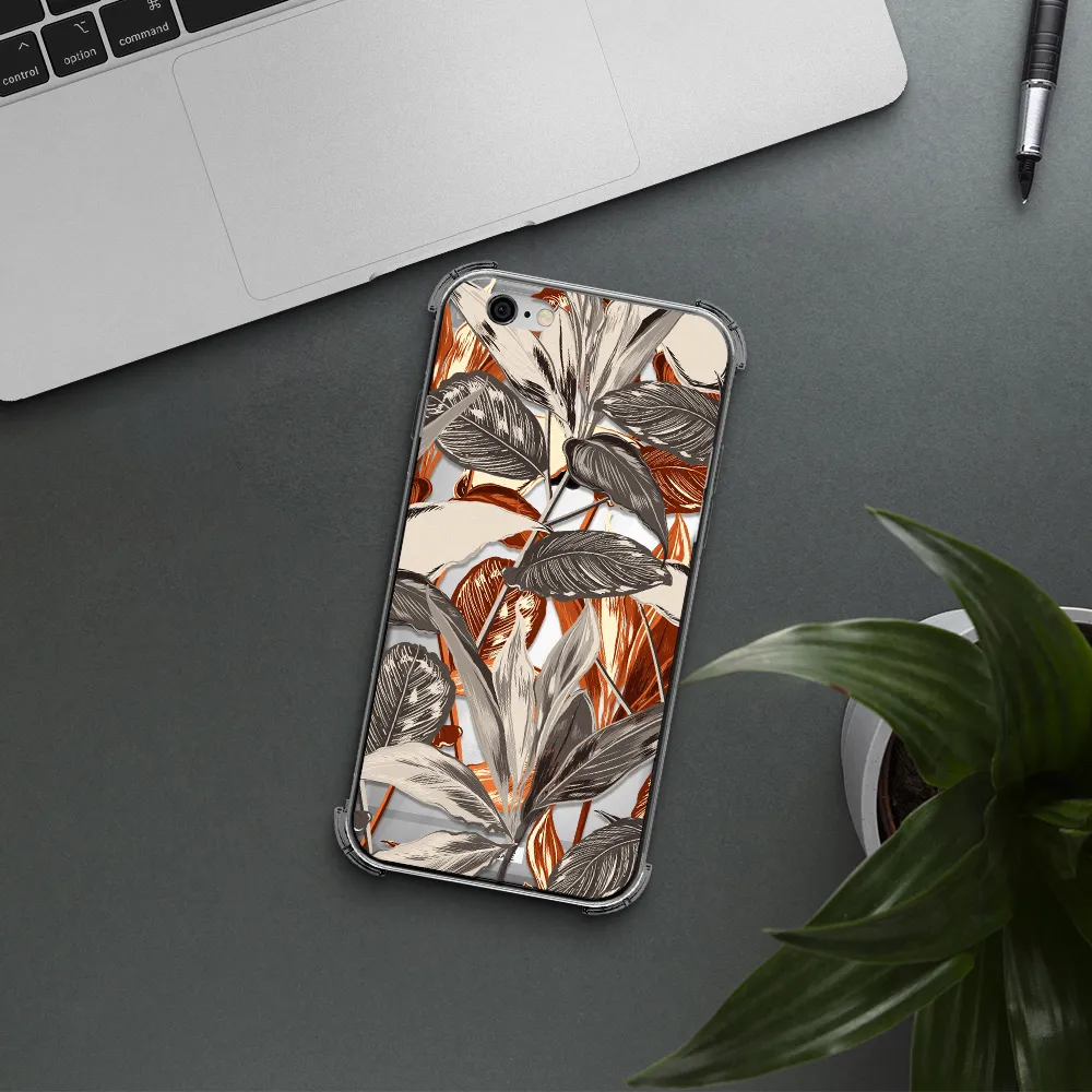 Brown Tropical Leaves Apple iPhone 6 Clear PC Case