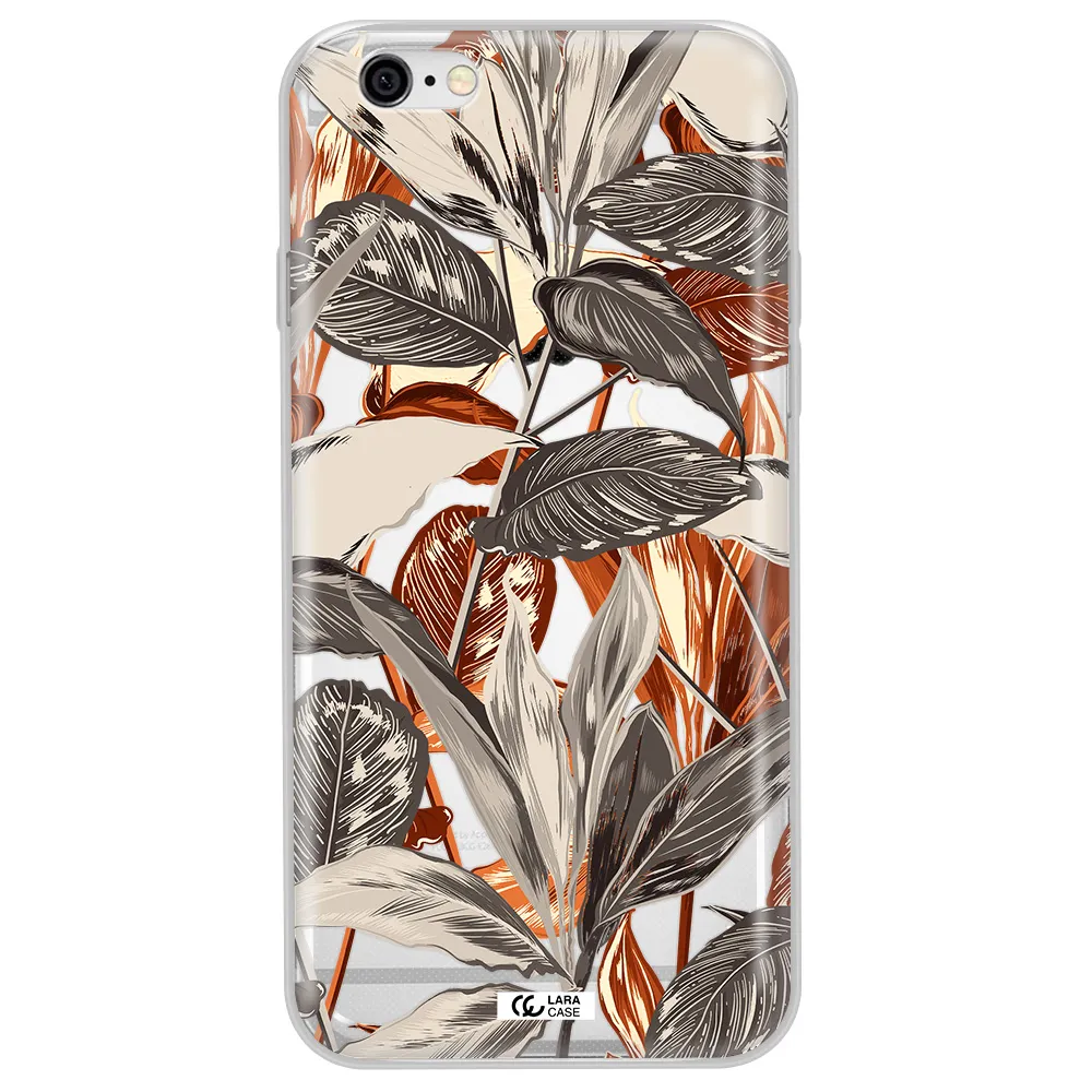 Brown Tropical Leaves Apple iPhone 6 Clear TPU Case