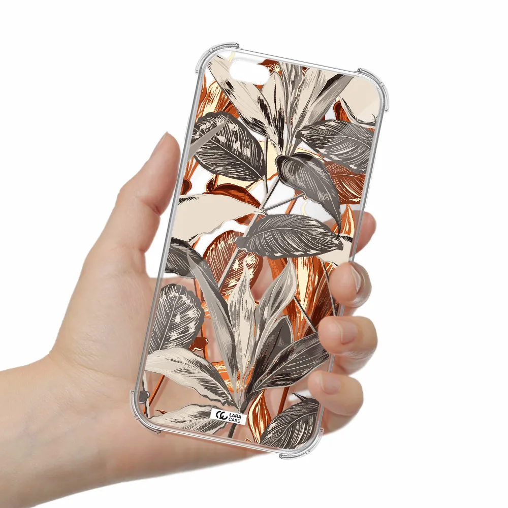 Brown Tropical Leaves Apple iPhone 6 plus Clear PC Case