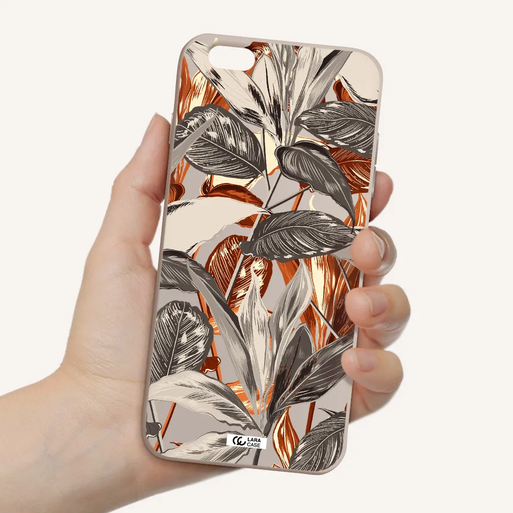 Brown Tropical Leaves Apple iPhone 6 plus Silicone Stone Case