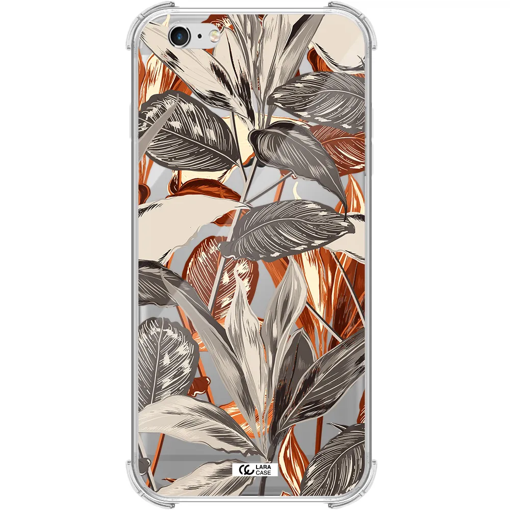 Brown Tropical Leaves Apple iPhone 6 s plus Clear PC Case