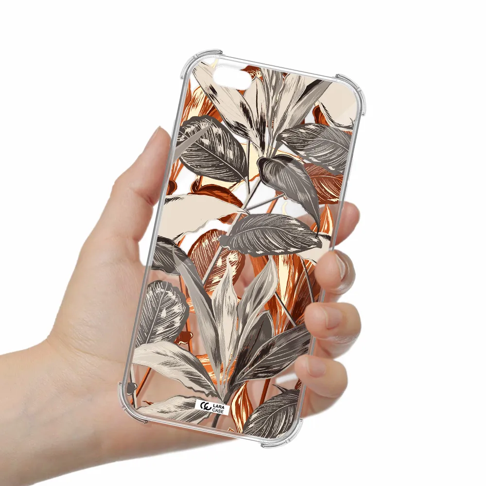 Brown Tropical Leaves Apple iPhone 6 s plus Clear PC Case