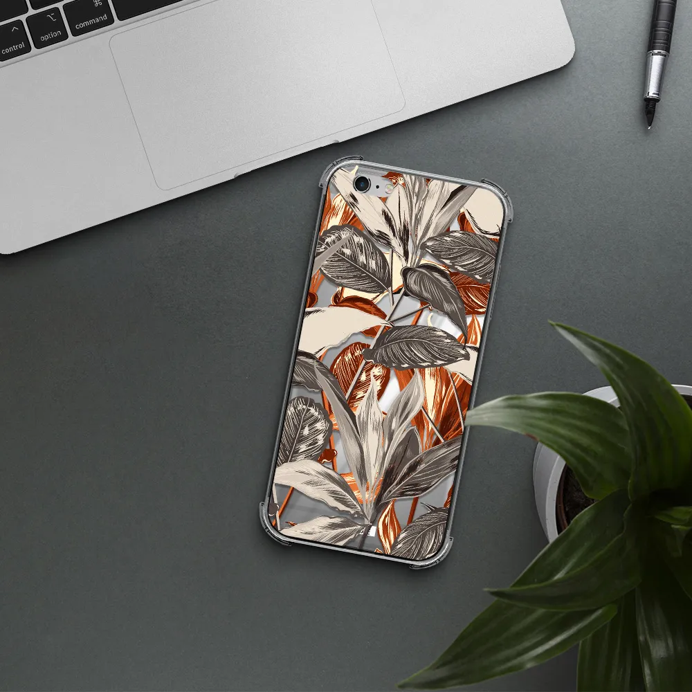Brown Tropical Leaves Apple iPhone 6 s plus Clear PC Case