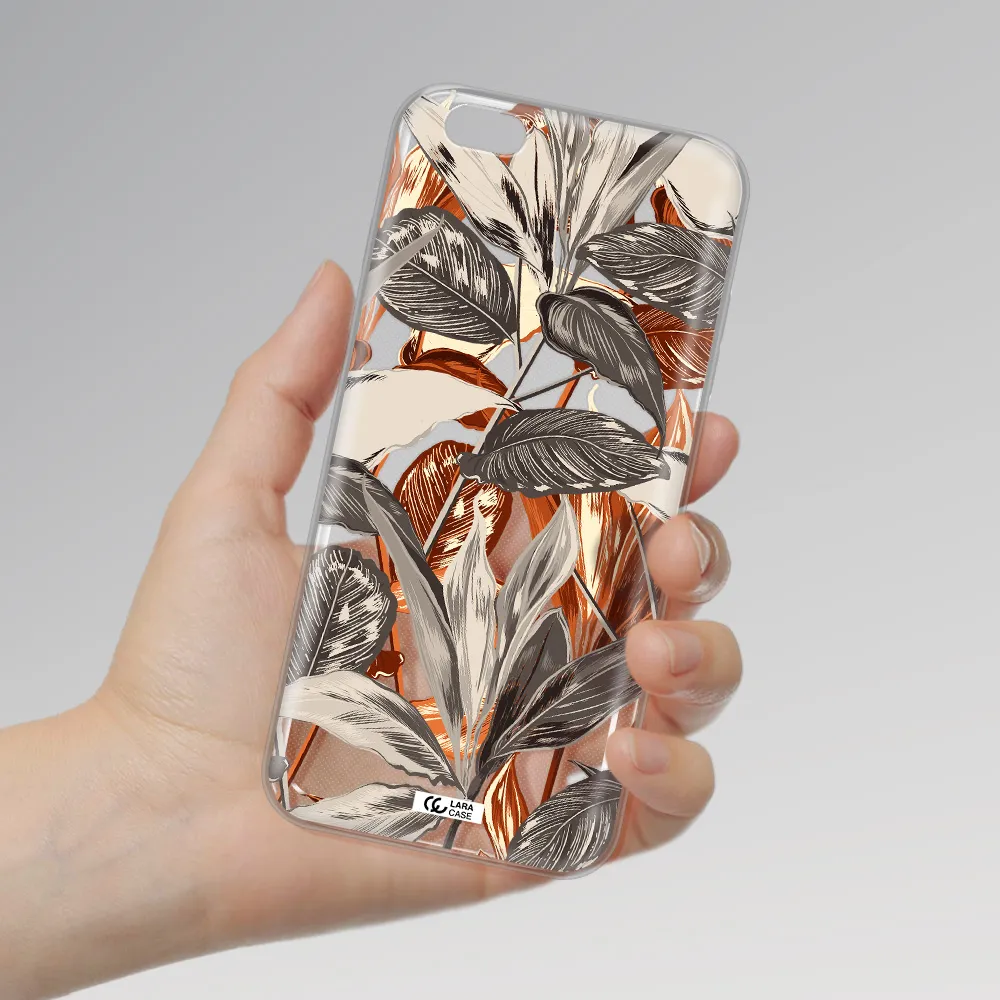 Brown Tropical Leaves Apple iPhone 6 s plus Clear TPU Case
