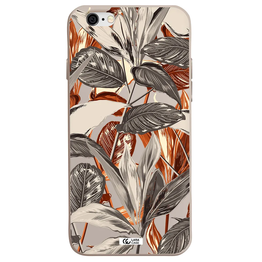 Brown Tropical Leaves Apple iPhone 6 Silicone Stone Case