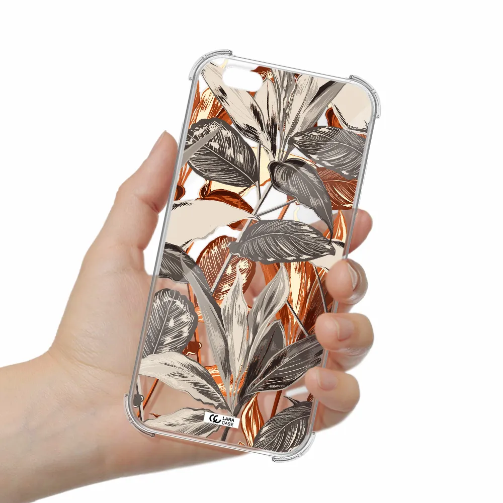 Brown Tropical Leaves Apple iPhone 6S Clear PC Case