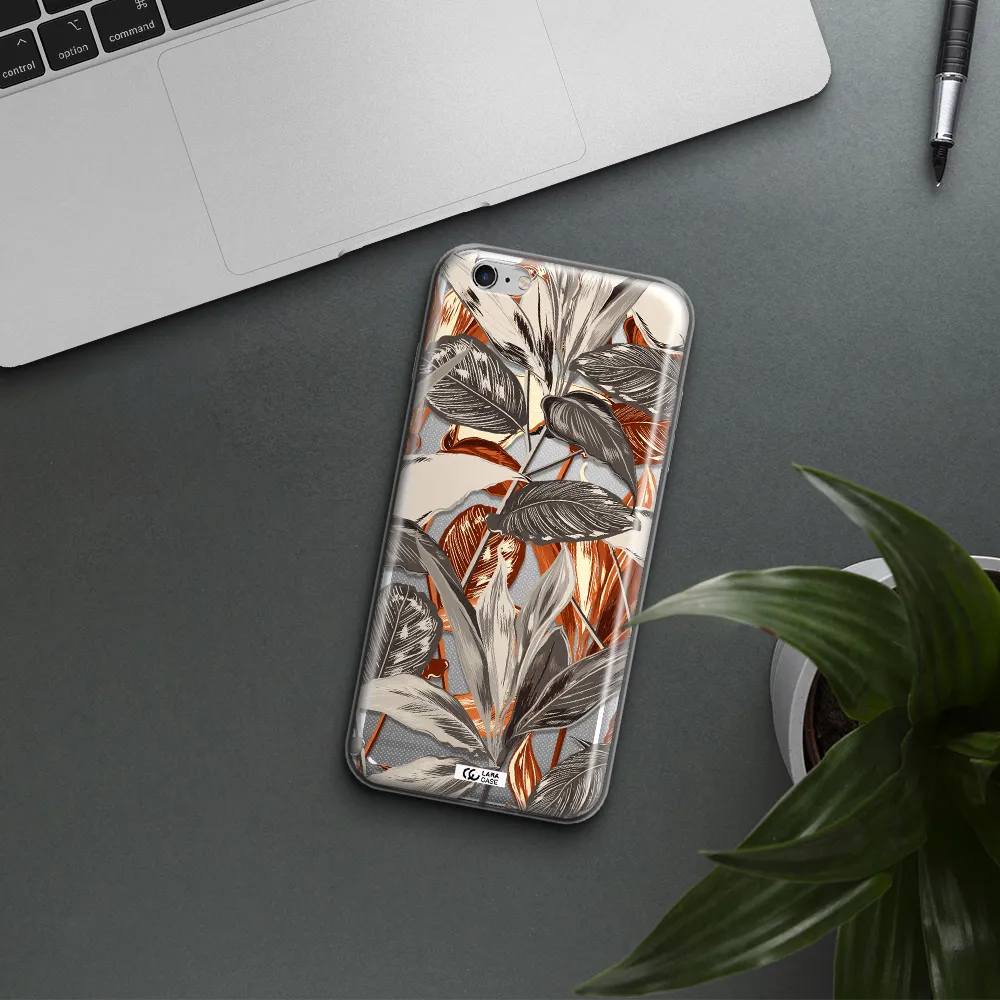 Brown Tropical Leaves Apple iPhone 6S Clear TPU Case