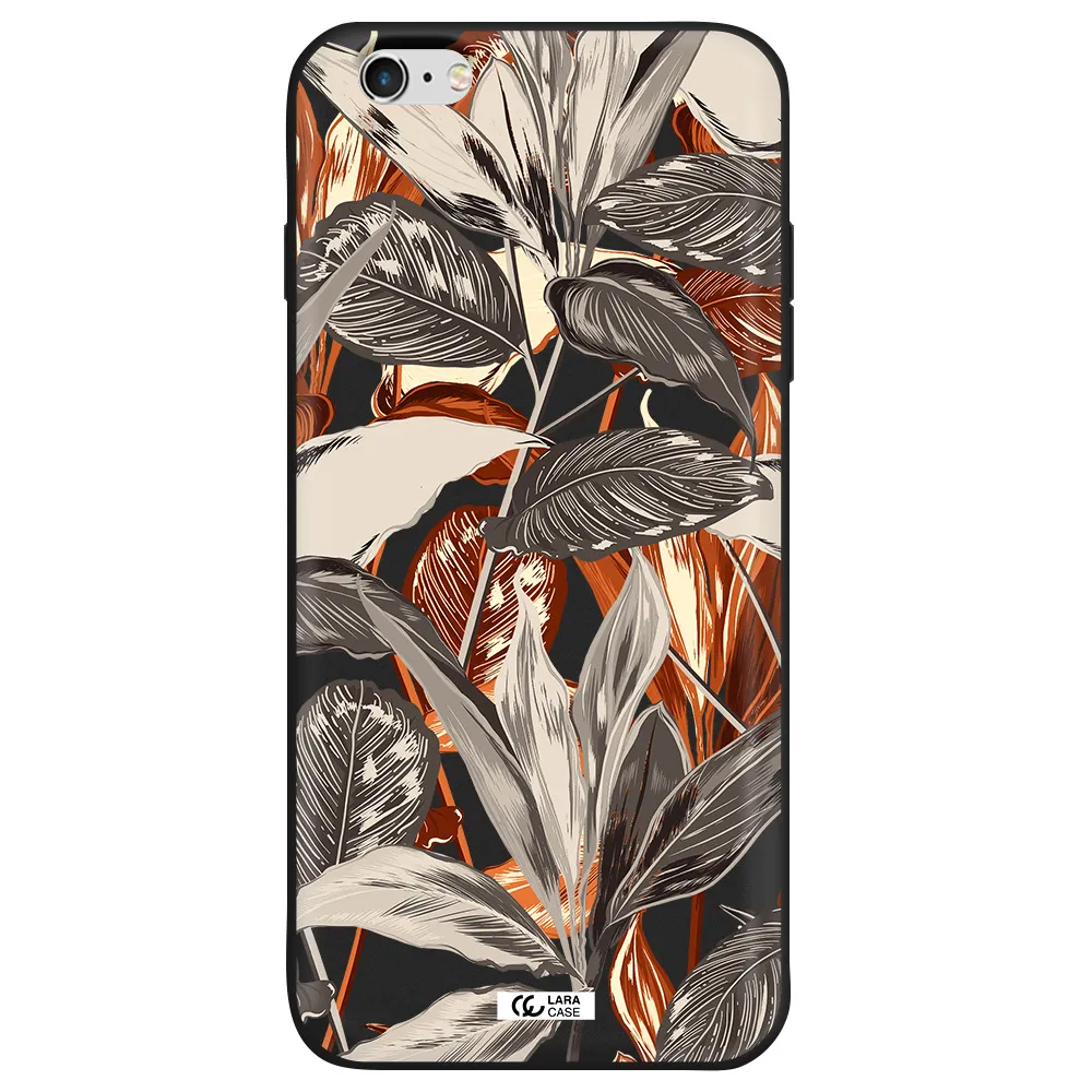 Brown Tropical Leaves Apple iPhone 6S Silicone black Case