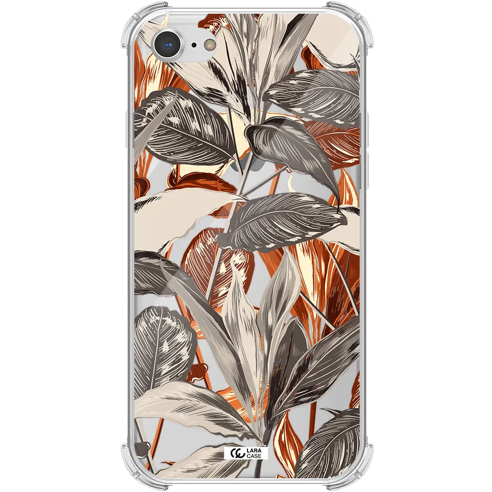 Brown Tropical Leaves Apple iPhone 7 Clear PC Case