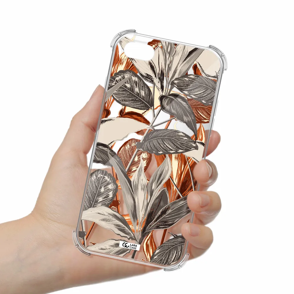 Brown Tropical Leaves Apple iPhone 7 Clear PC Case