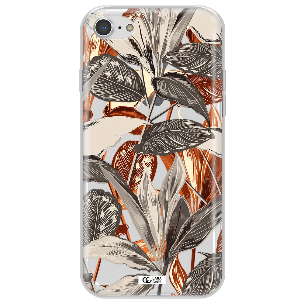Brown Tropical Leaves Apple iPhone 7 Clear TPU Case