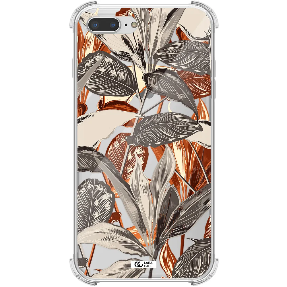 Brown Tropical Leaves Apple iPhone 7 plus Clear PC Case