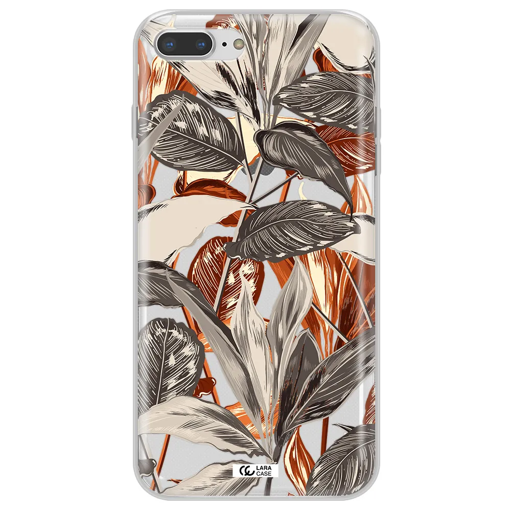 Brown Tropical Leaves Apple iPhone 7 plus Clear TPU Case