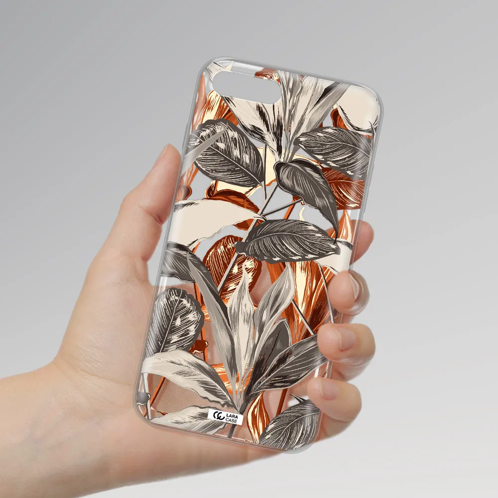 Brown Tropical Leaves Apple iPhone 7 plus Clear TPU Case