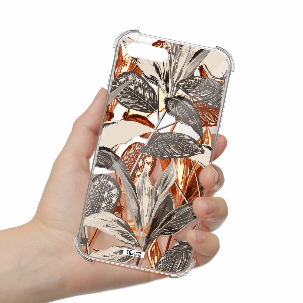 Brown Tropical Leaves Apple iPhone 8 plus Clear PC Case