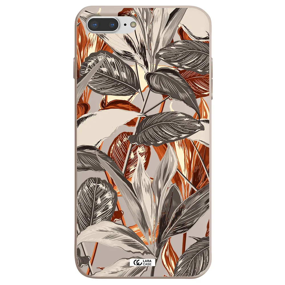Brown Tropical Leaves Apple iPhone 8 plus Silicone Stone Case