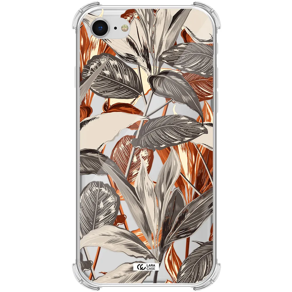 Brown Tropical Leaves Apple iPhone se 2020 Clear PC Case