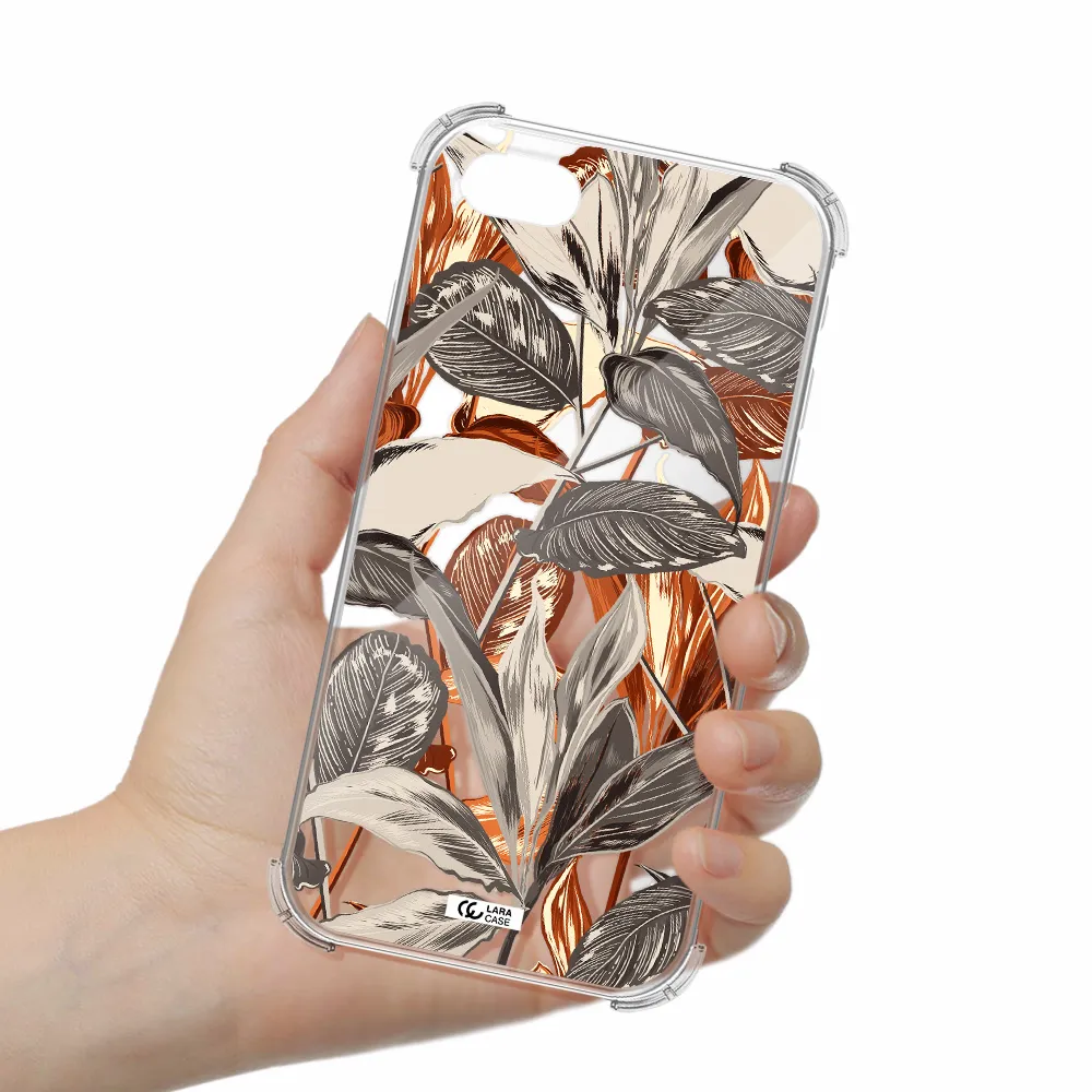 Brown Tropical Leaves Apple iPhone se 2020 Clear PC Case