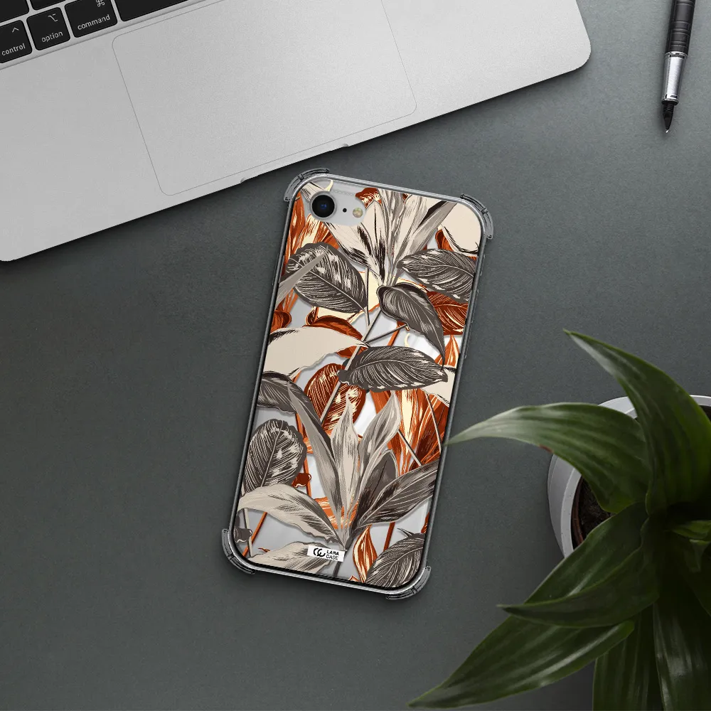 Brown Tropical Leaves Apple iPhone se 2020 Clear PC Case