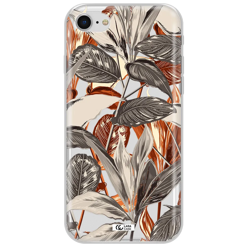 Brown Tropical Leaves Apple Iphone Se 2020 Clear Tpu Case