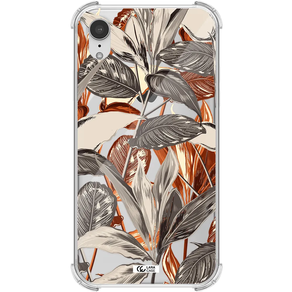 Brown Tropical Leaves Apple iPhone XR Clear PC Case