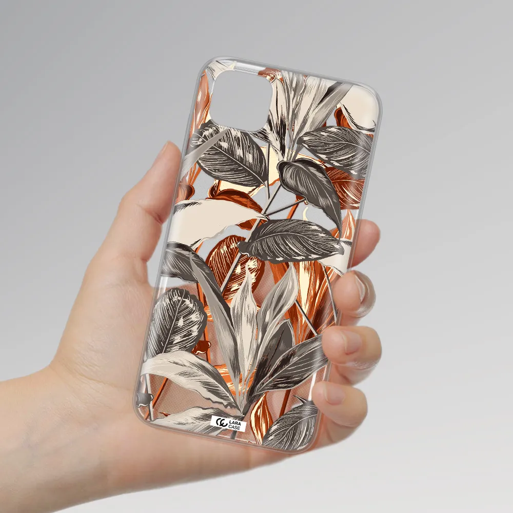 Brown Tropical Leaves Huawei Honor 9S Clear TPU Case