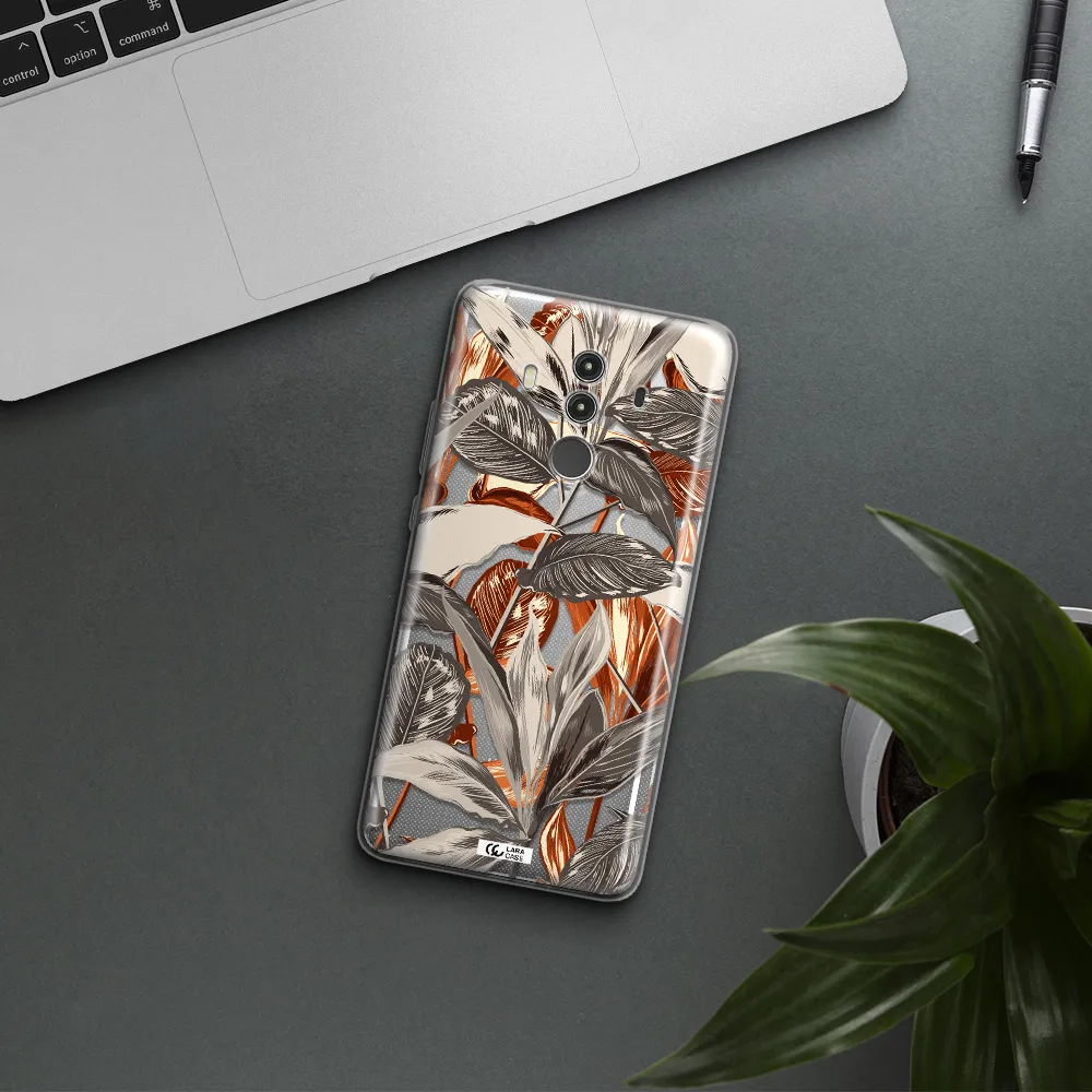 Brown Tropical Leaves Huawei Mate 10 Clear TPU Case