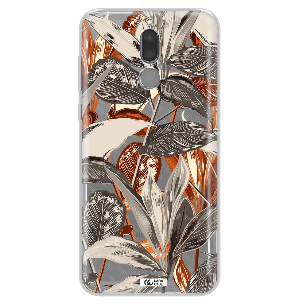 Brown Tropical Leaves Huawei Mate 10 Lite Clear TPU Case