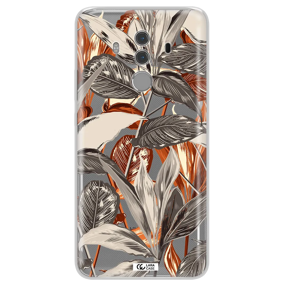 Brown Tropical Leaves Huawei Mate 10 Pro Clear TPU Case