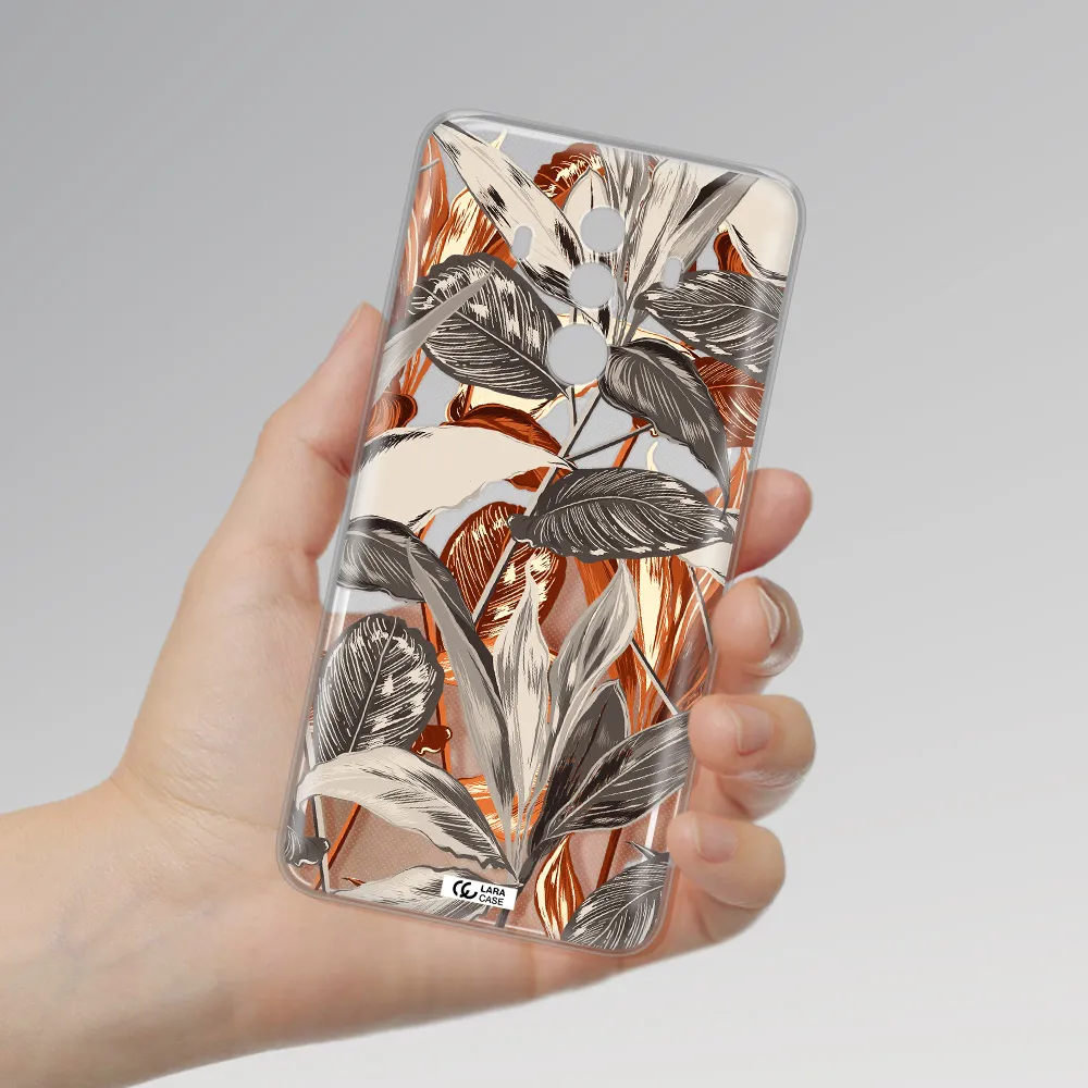 Brown Tropical Leaves Huawei Mate 10 Pro Clear TPU Case