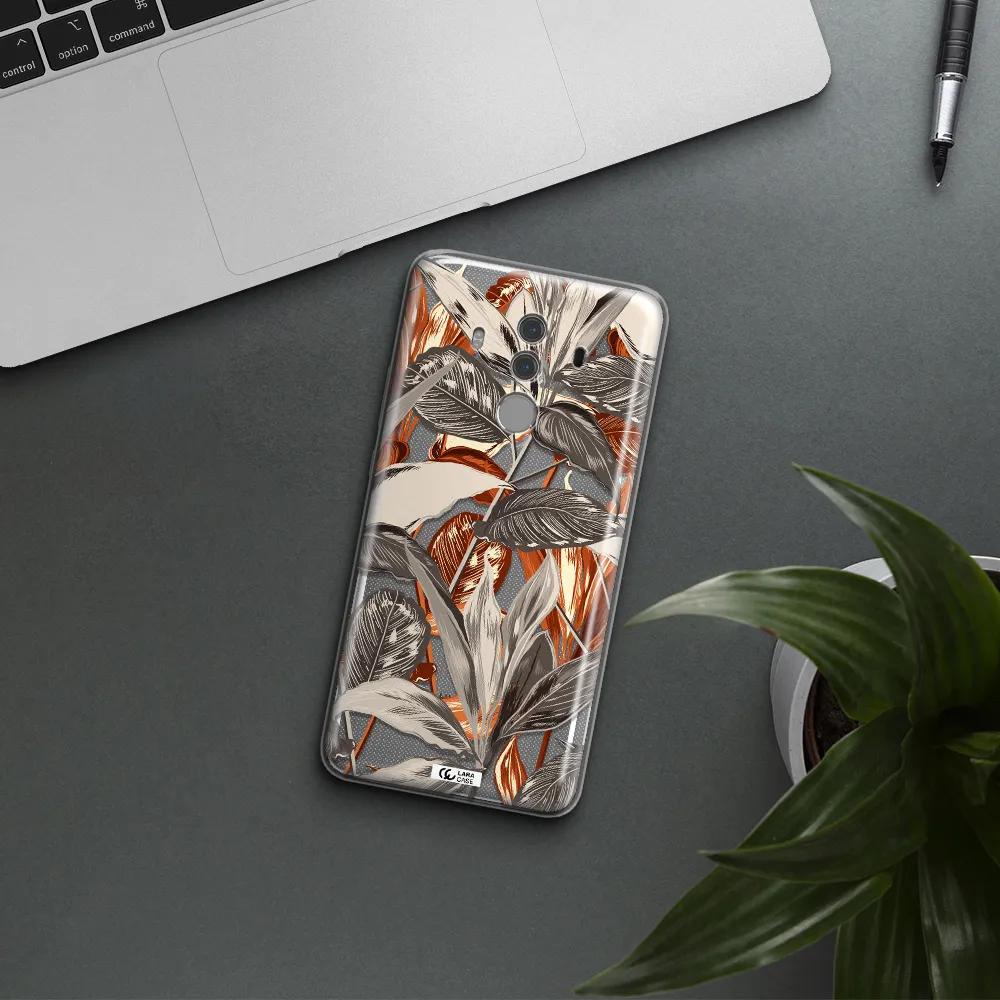 Brown Tropical Leaves Huawei Mate 10 Pro Clear TPU Case