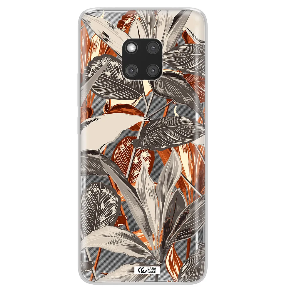 Brown Tropical Leaves Huawei Mate 20 Pro Clear TPU Case