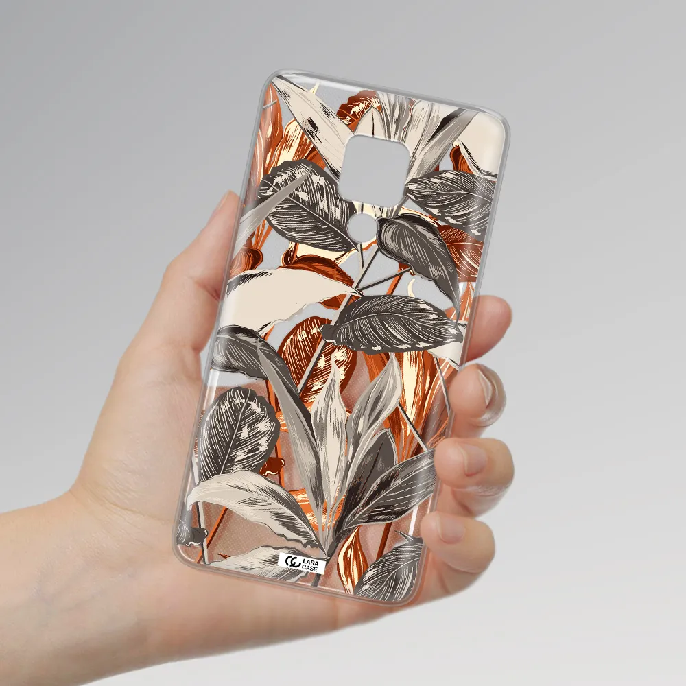 Brown Tropical Leaves Huawei Mate 20X Clear TPU Case