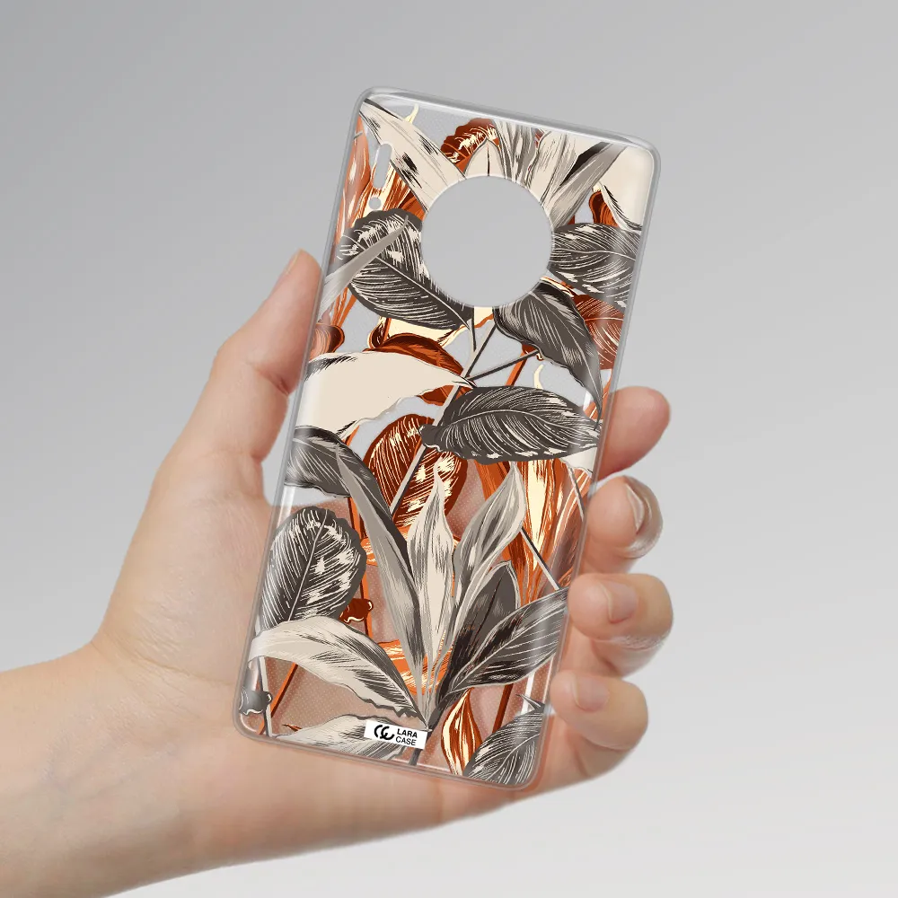 Brown Tropical Leaves Huawei Mate 30 Pro Clear TPU Case