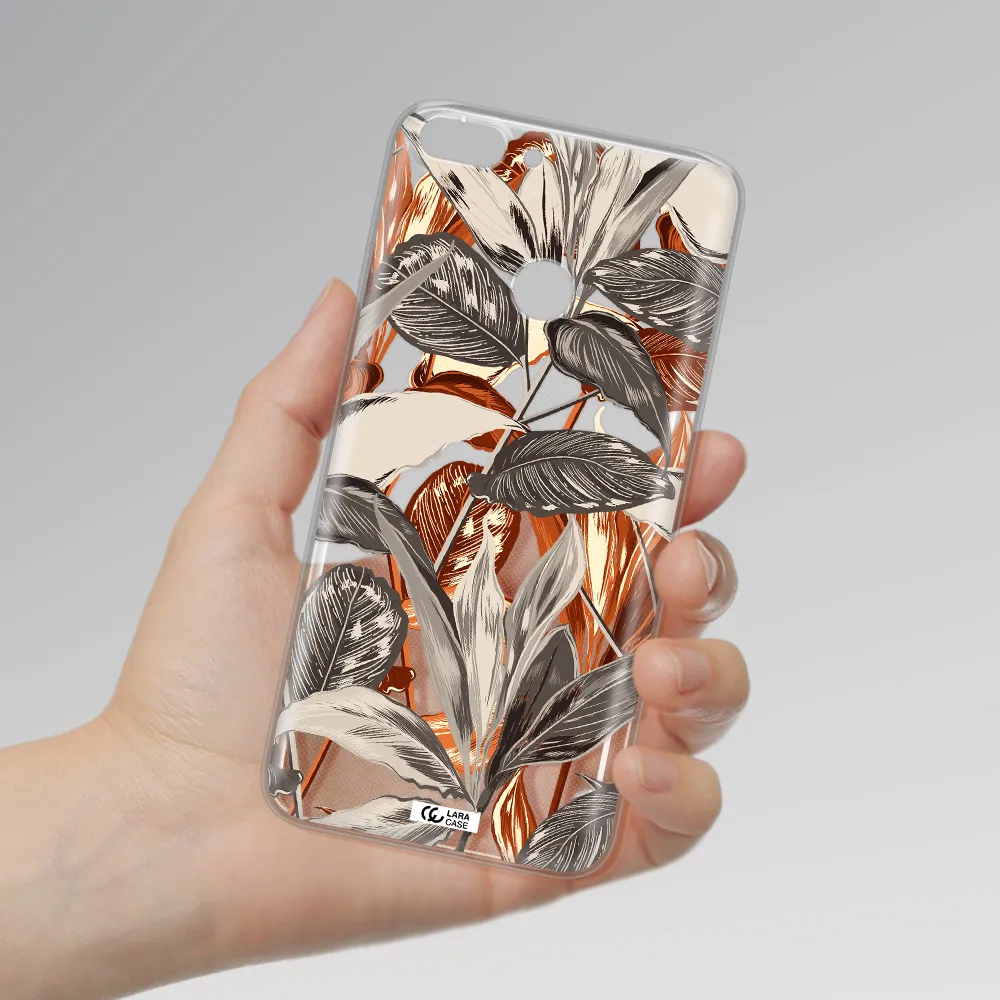 Brown Tropical Leaves Huawei P Smart 2017 Clear TPU Case