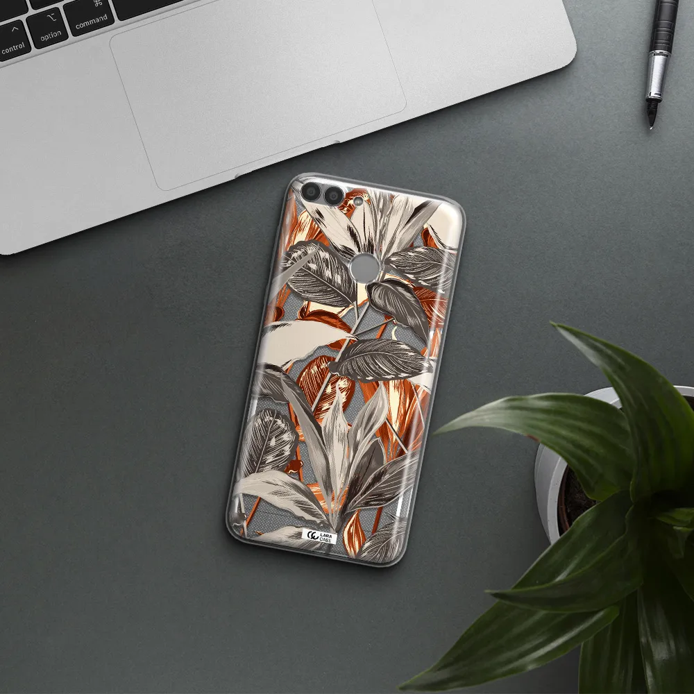 Brown Tropical Leaves Huawei P Smart 2017 Clear TPU Case