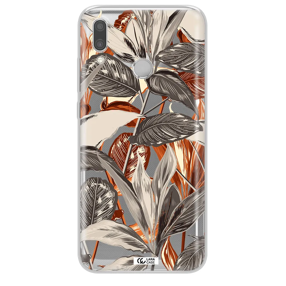 Brown Tropical Leaves Huawei P Smart 2019 Clear TPU Case
