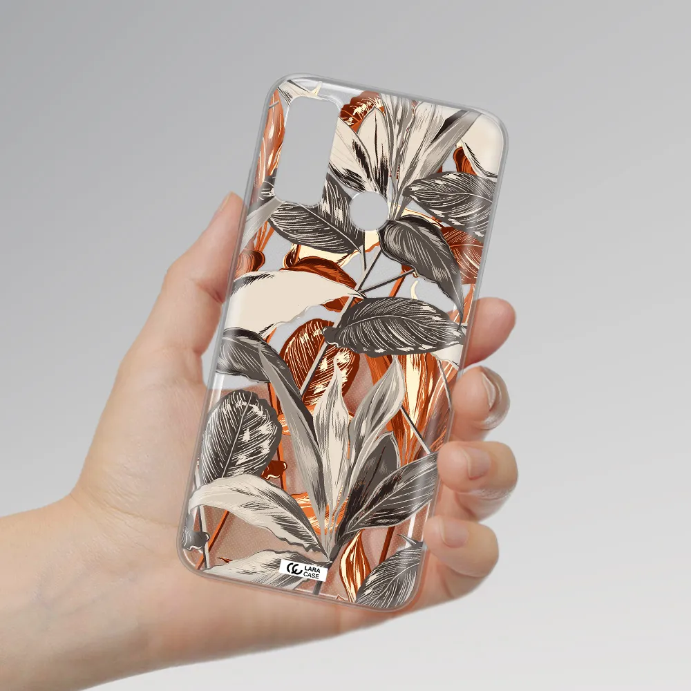 Brown Tropical Leaves Huawei P Smart 2020 Clear TPU Case