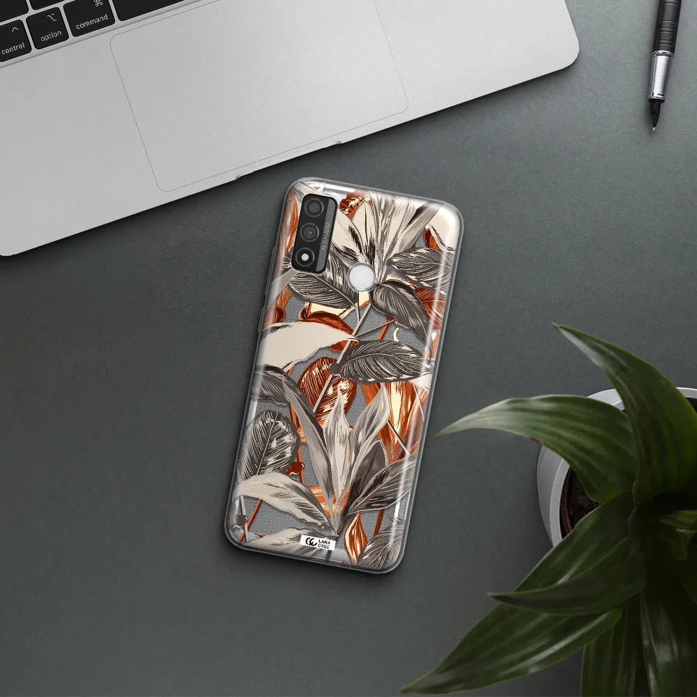 Brown Tropical Leaves Huawei P Smart 2020 Clear TPU Case