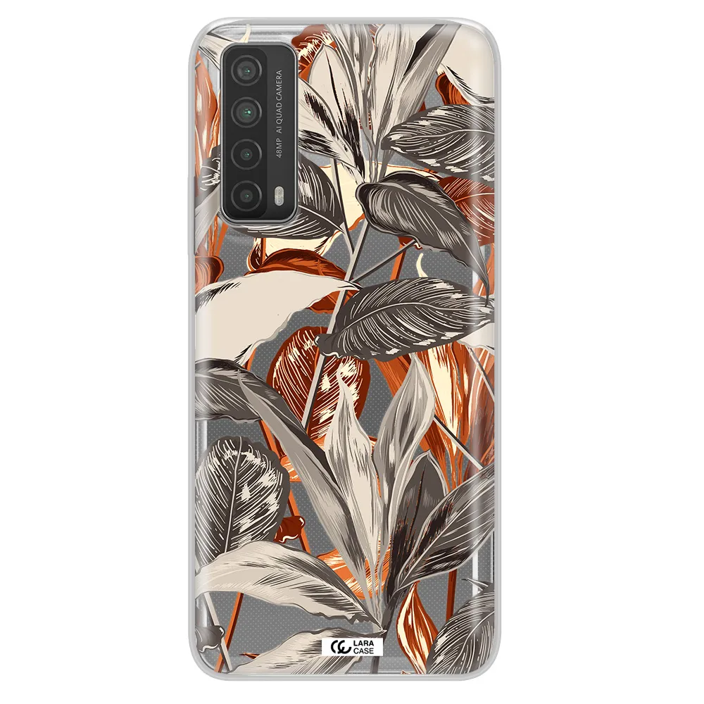 Brown Tropical Leaves Huawei P Smart 2021 Clear TPU Case