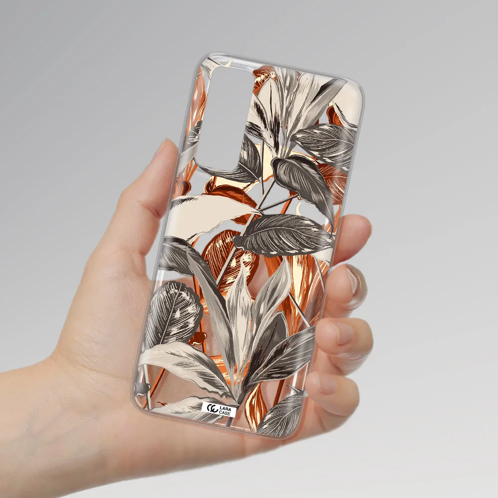 Brown Tropical Leaves Huawei P Smart 2021 Clear TPU Case