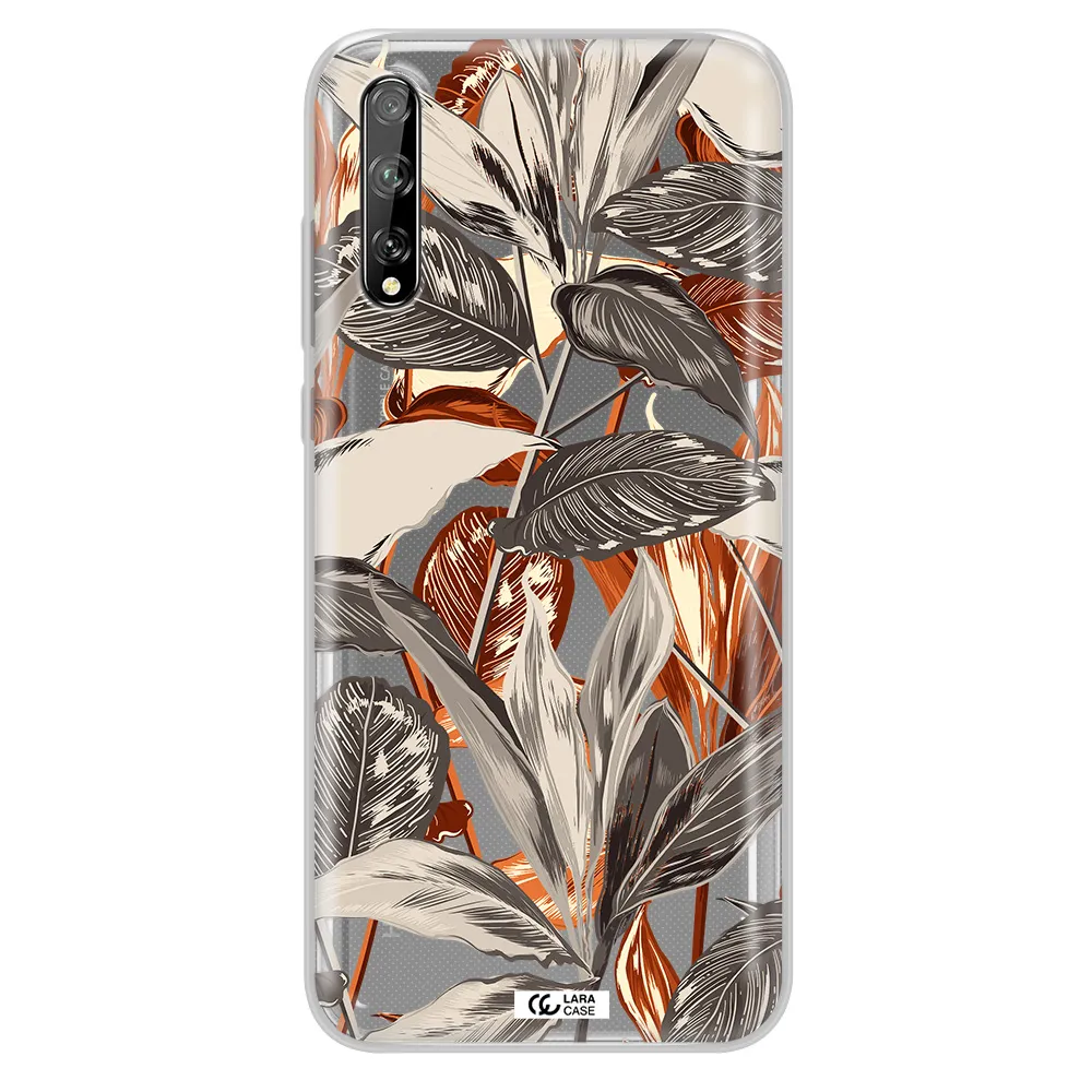 Brown Tropical Leaves Huawei P Smart S Clear TPU Case