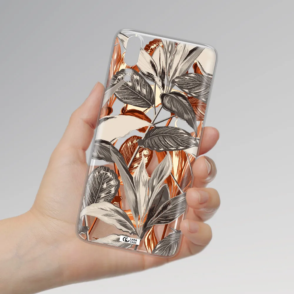 Brown Tropical Leaves Huawei P20 Clear TPU Case
