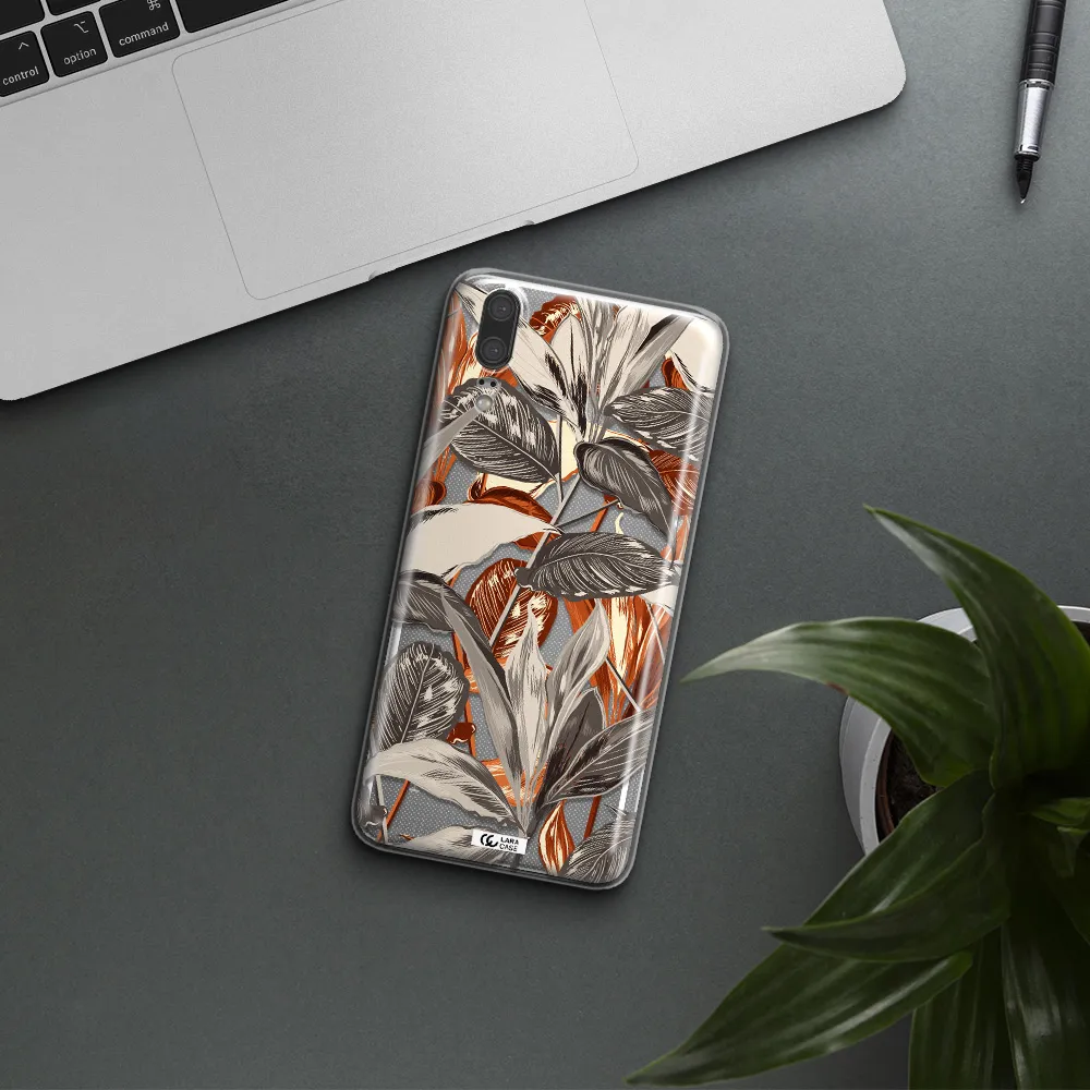 Brown Tropical Leaves Huawei P20 Clear TPU Case